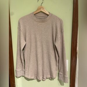 Abercrombie & Fitch Mens S Waffle tan Crewneck Soft A&F Layer Winter